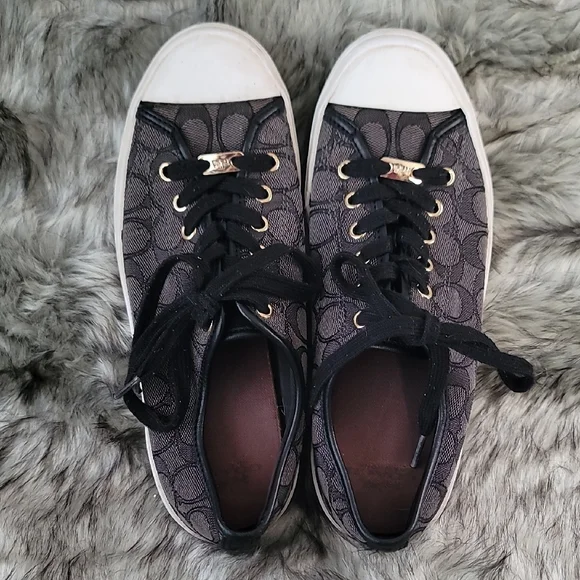 Coach Black and Gray Signature Sneakers - Picture 15 of 16